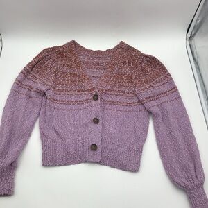 J. Crew Lavender and Chestnut Cardigan